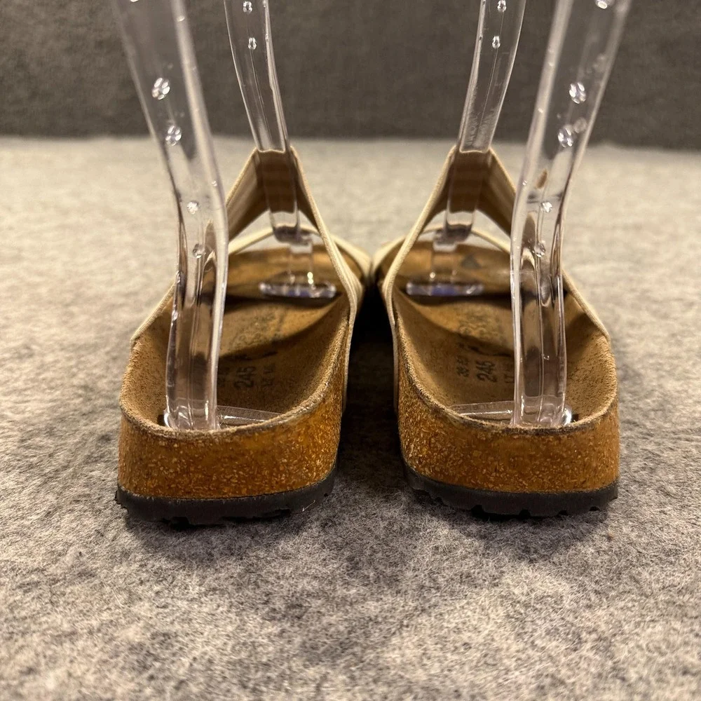 Birkenstock Birki's Sandals Womens 7 38 Beige Striped Slide Cork Comfort‎ Shoes
